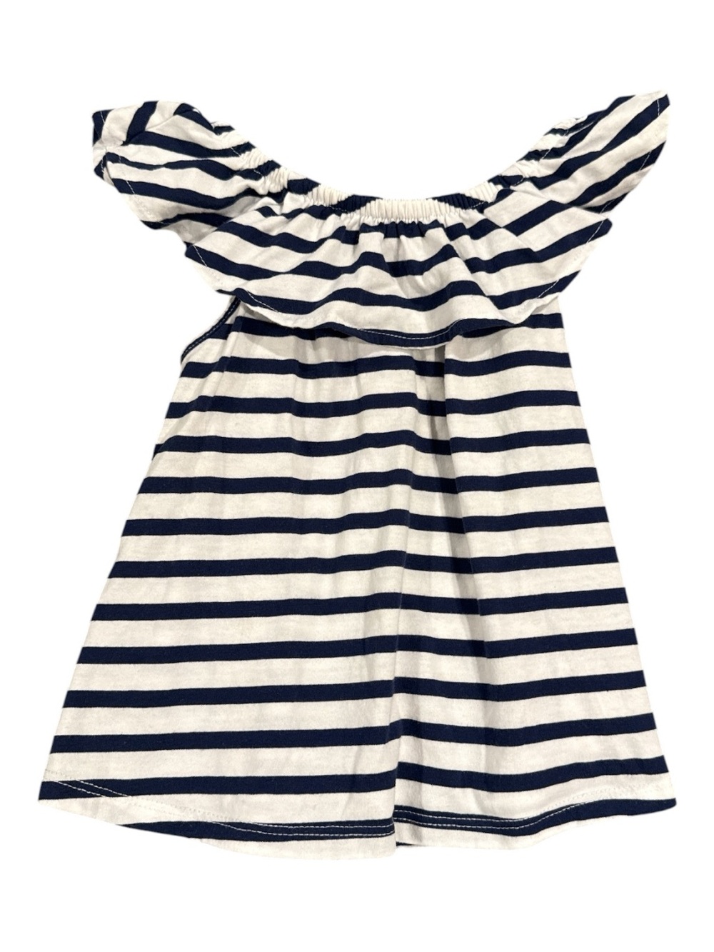 Old Navy Toddler Girls Navy White Stripe Ruffle Off-Shoulder Top Summer Size 3T